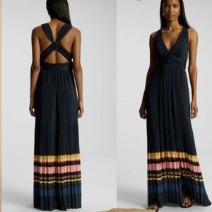 A.L.C Navy Blue Maxi Dress with Colorful Stripes size 2